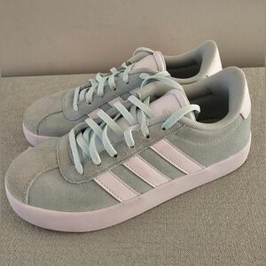 ADIDAS VL Court 3.0 Girls Mint Green Suede Sneakers, Shoes